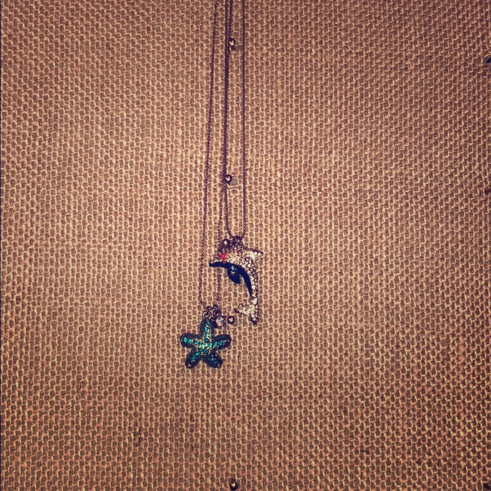 Betsey Johnson Dolphin starfish double necklace